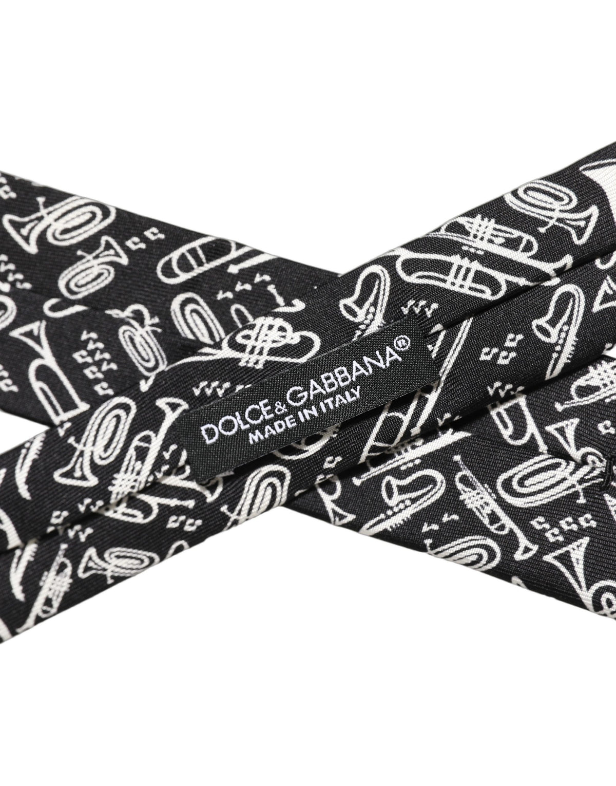 Black Musical Instrument Silk Adjustable Tied Necktie Tie