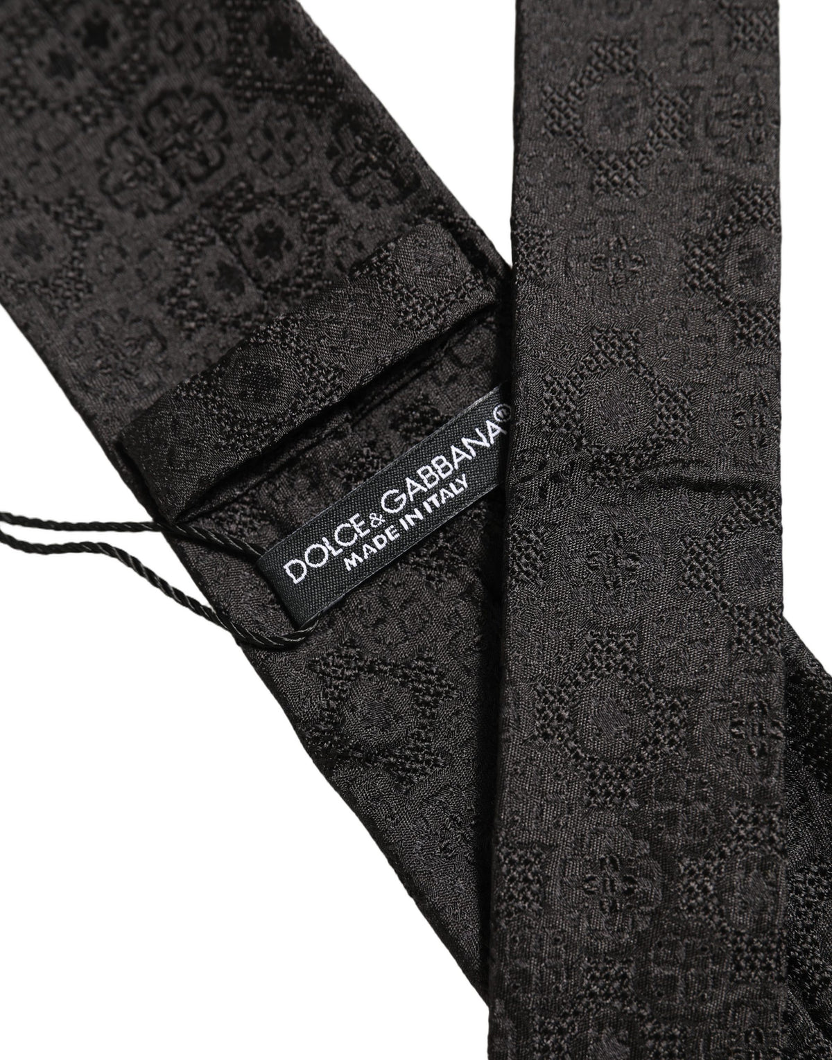 Men Black Silk Geometric Adjustable Tied Necktie Tie