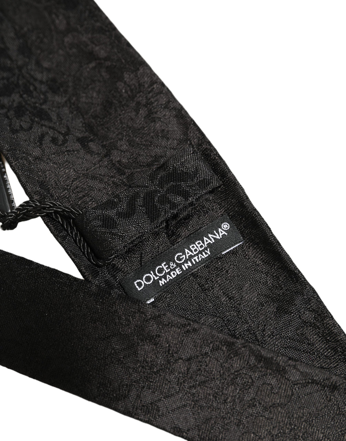 Men Black Silk Tonal Floral Adjustable Tied Necktie Tie