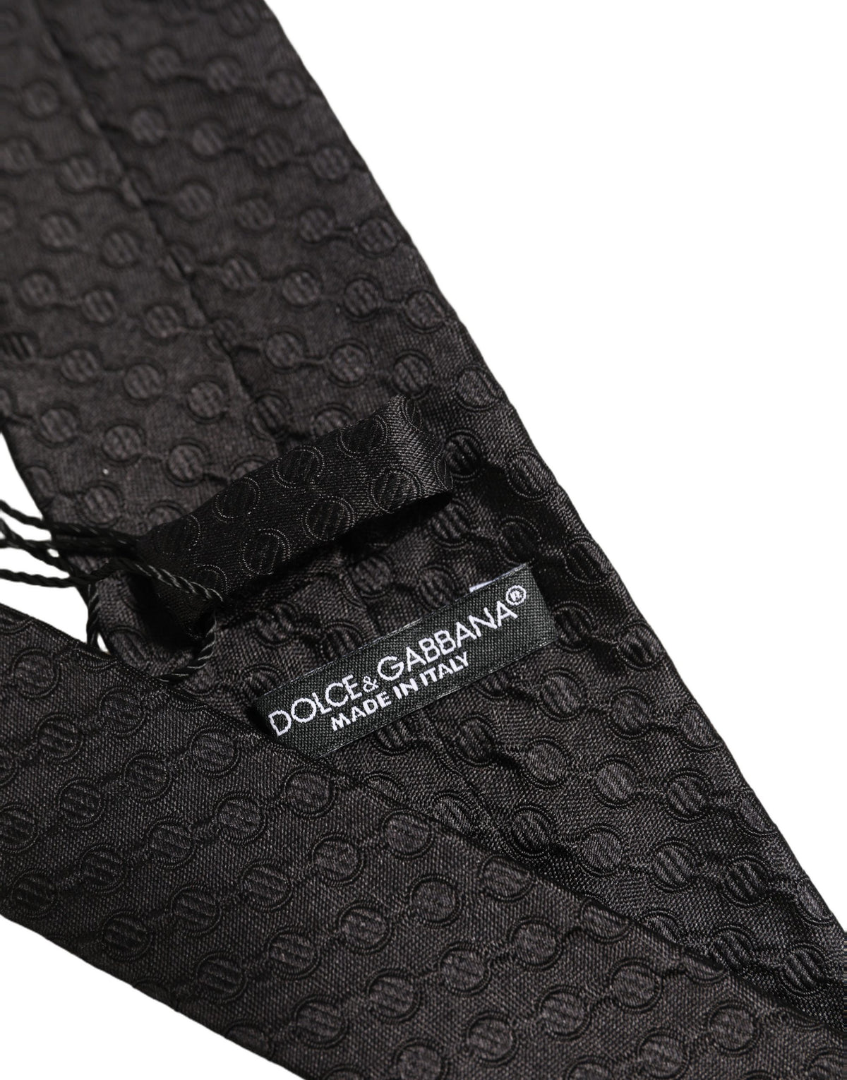 Men Black Silk Geometric Adjustable Tied Necktie Tie