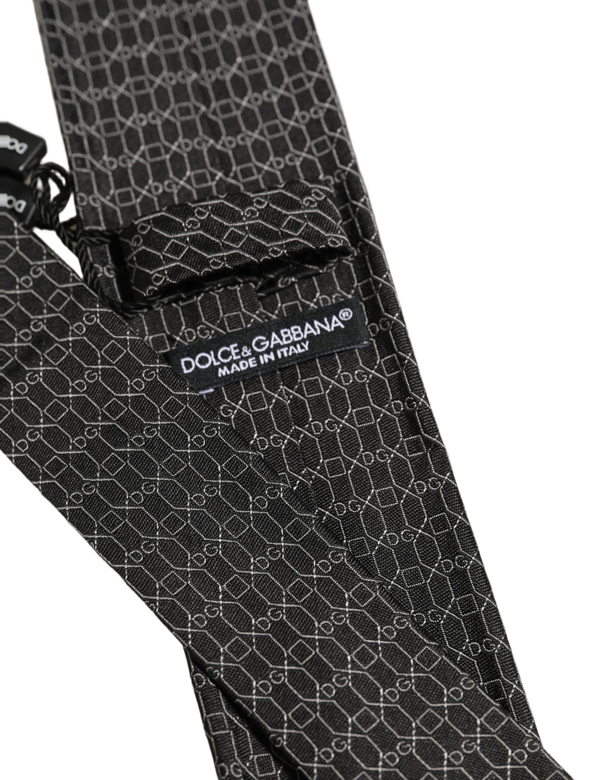 Dark Gray Silk DG Monogram Adjustable Tied Necktie Tie