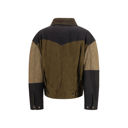 Bicolor Cotton Full-Length Jacket