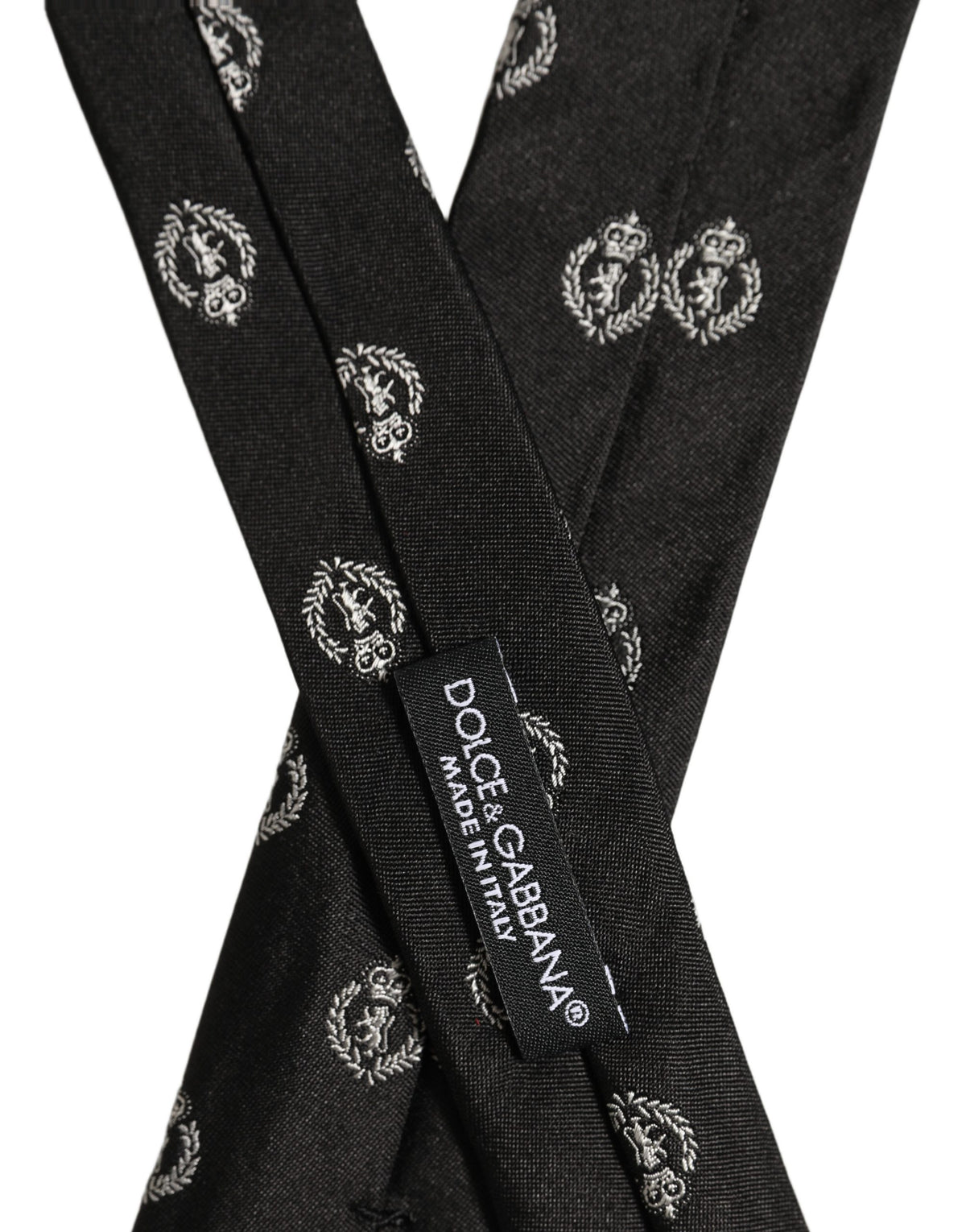 Black Crest Emblem Silk Adjustable Necktie Accessory Tie