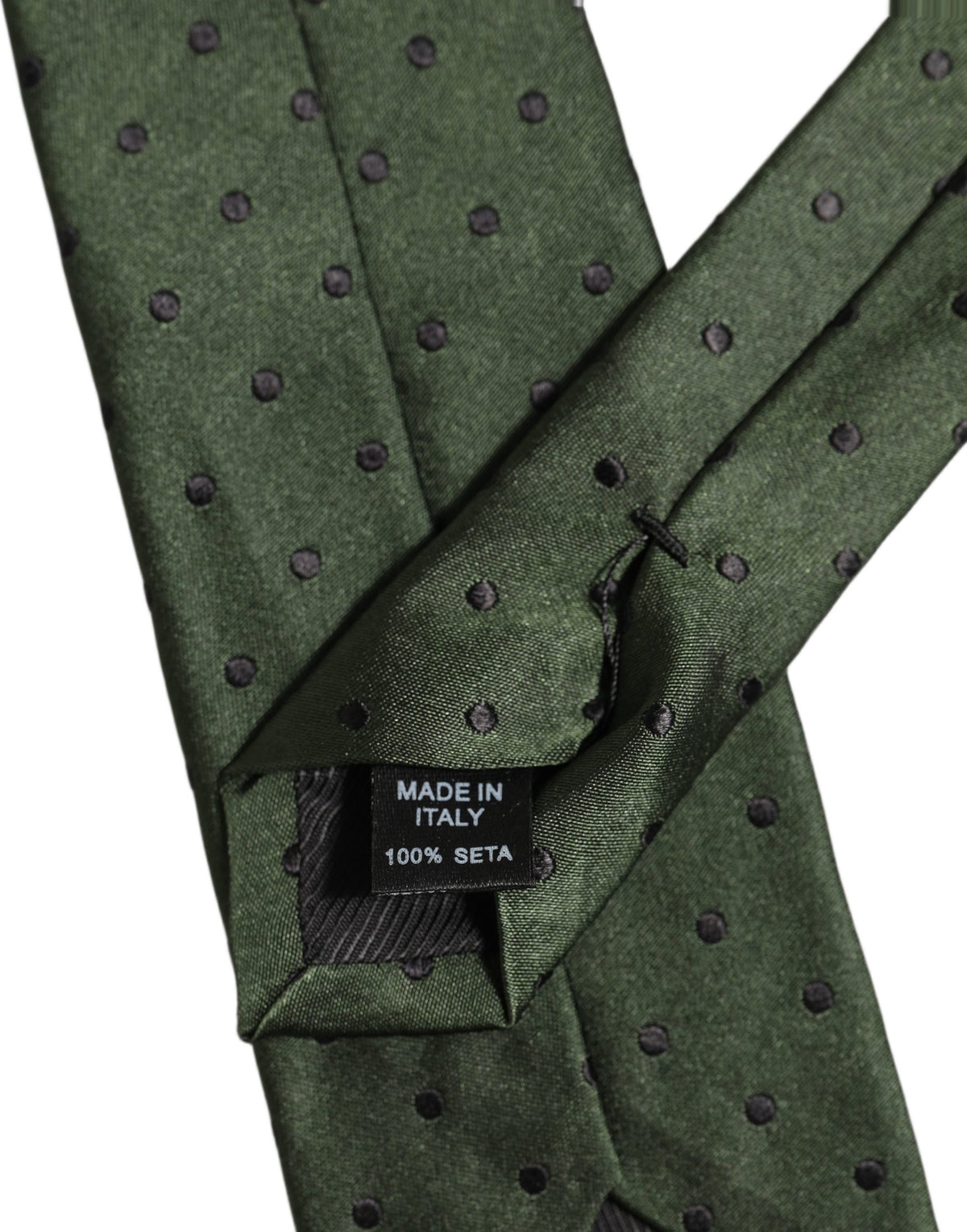 Men Dark Green Silk Polka Dot Adjustable Tied Necktie Tie
