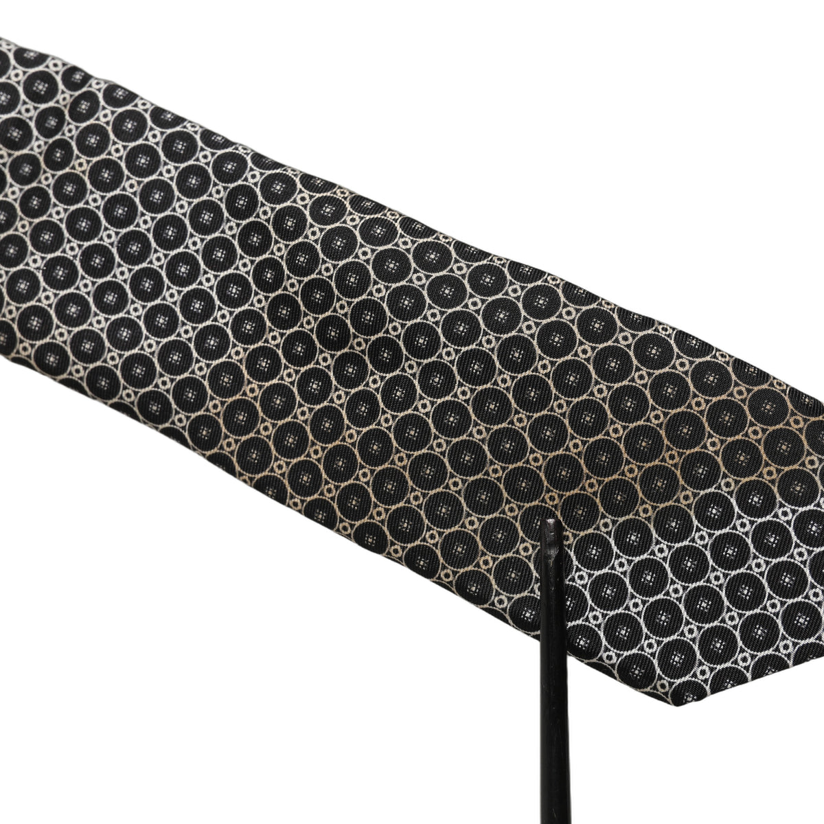 Black White Geometric Silk Adjustable Necktie Accessory Tie