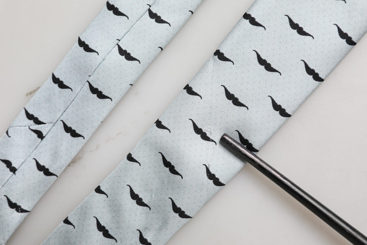 Light Gray Mustache Silk Adjustable Necktie Accessory