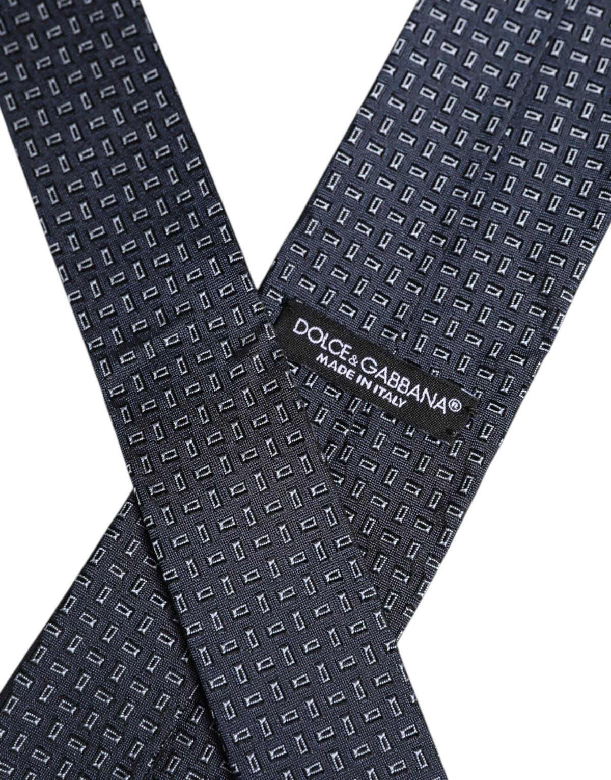 Dark Blue Silk Geometric Adjustable Tied Necktie Tie
