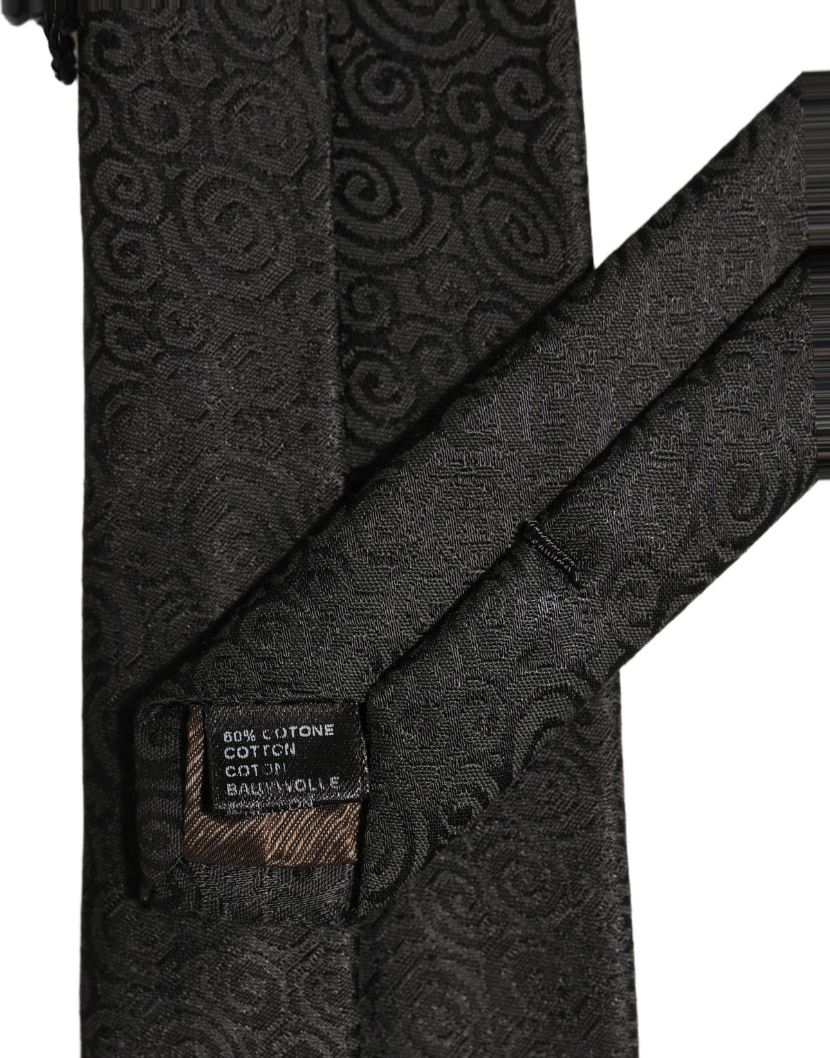Black Swirl Pattern Silk Adjustable Necktie Accessory Tie
