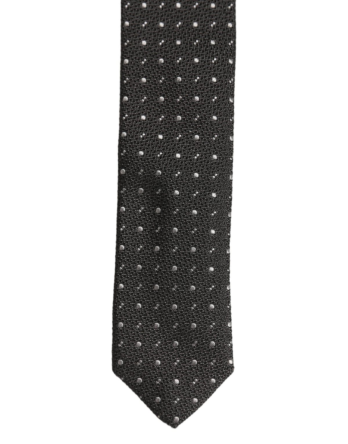 Dark Gray Polka Dot Silk Adjustable Necktie Accessory Tie