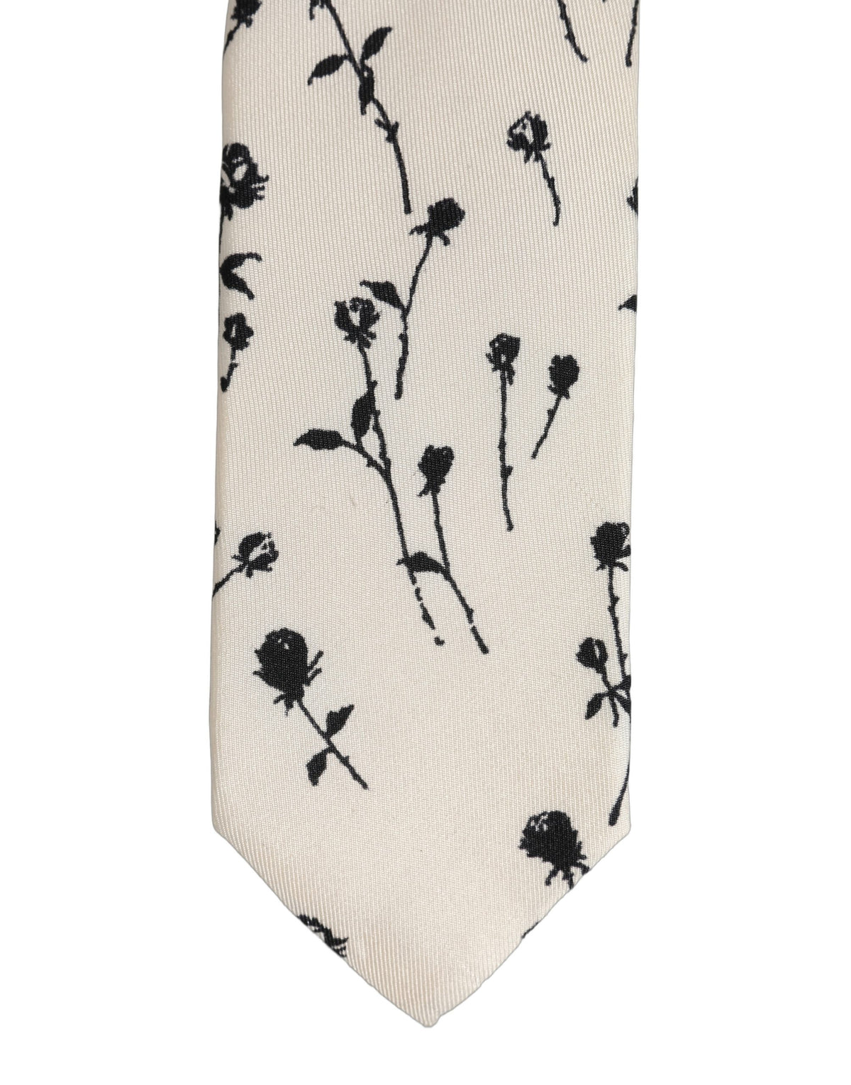 Off White Floral Print Adjustable Necktie Accessory Tie