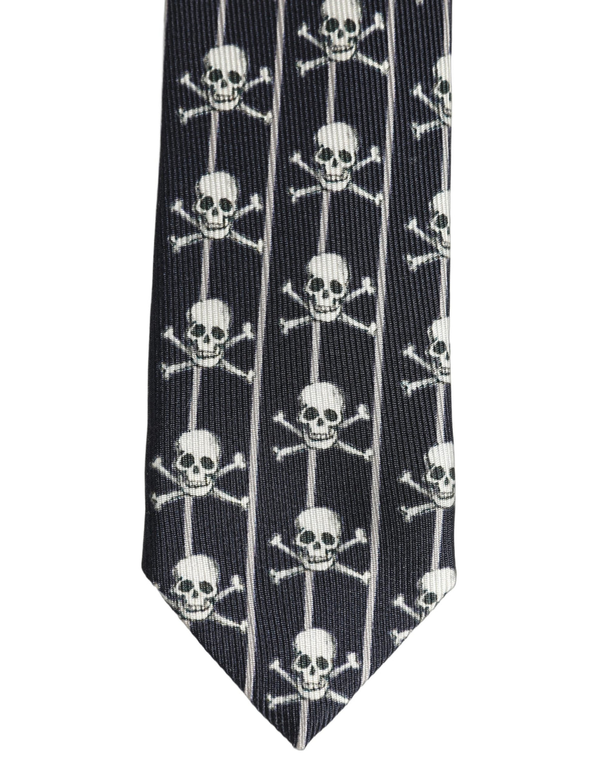 Men Black Silk Skull Fantasy Adjustable Tied Necktie Tie