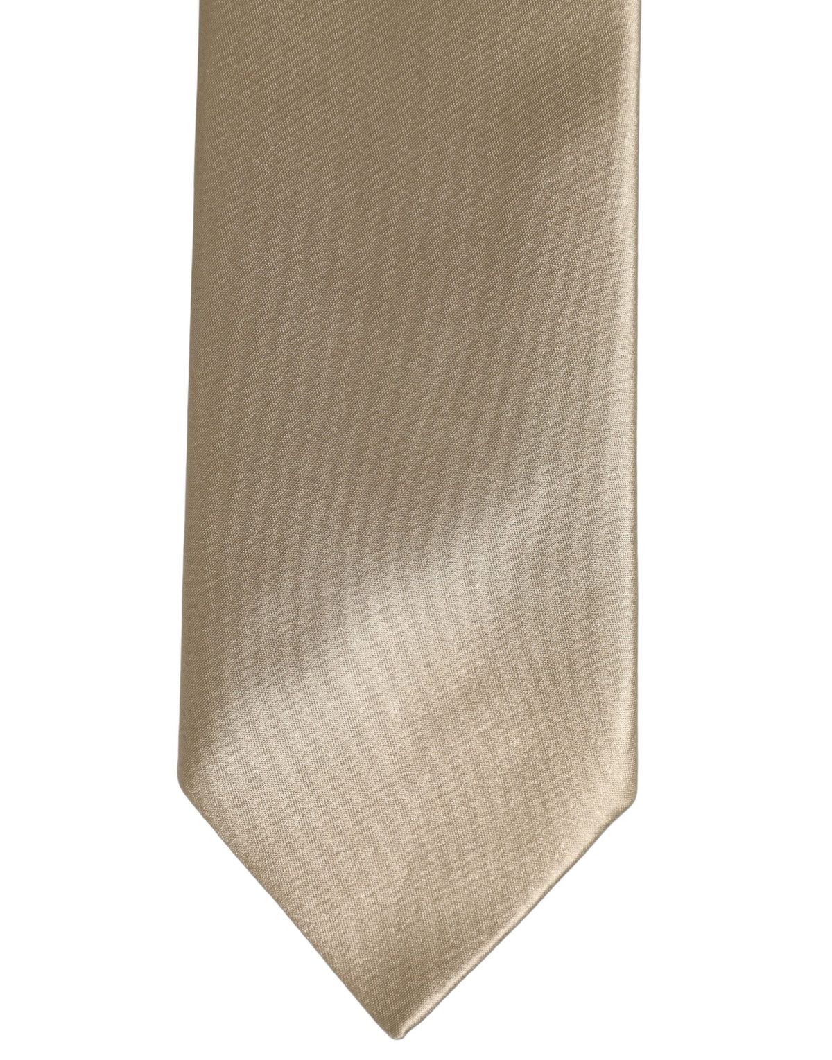 Beige Satin Silk Adjustable Tied Necktie Accessory Tie