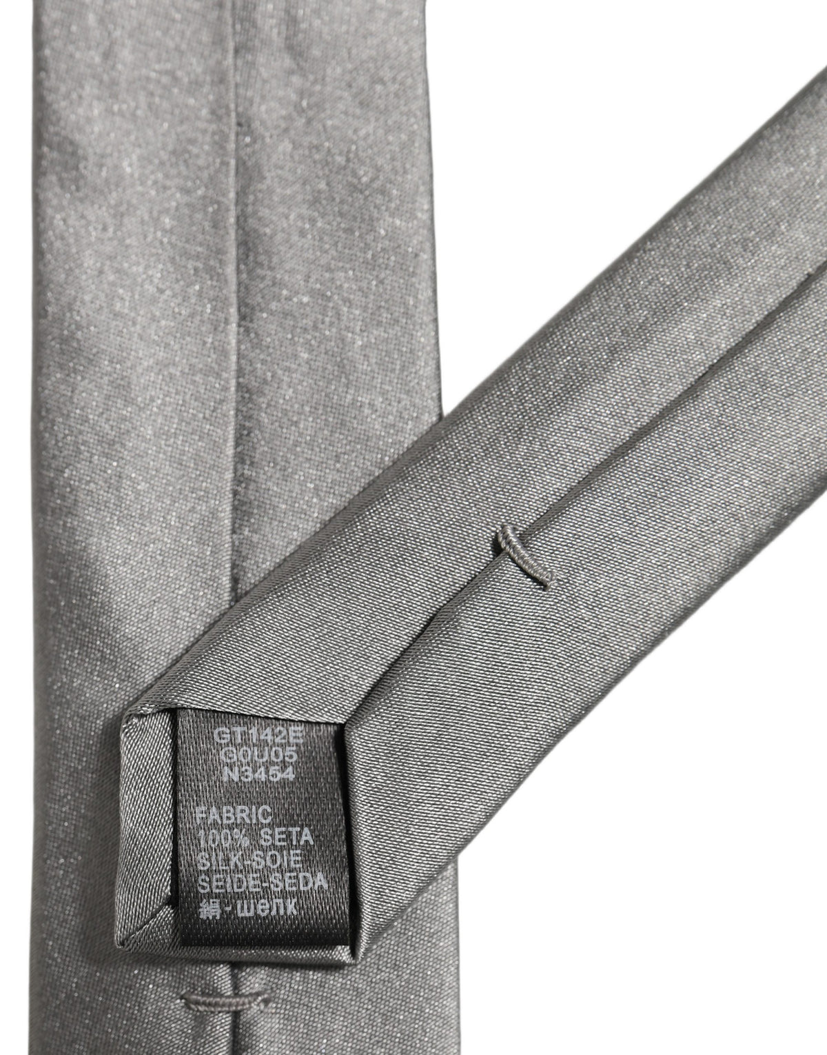 Gray Satin 100% Silk Adjustable Tied Men Necktie Tie