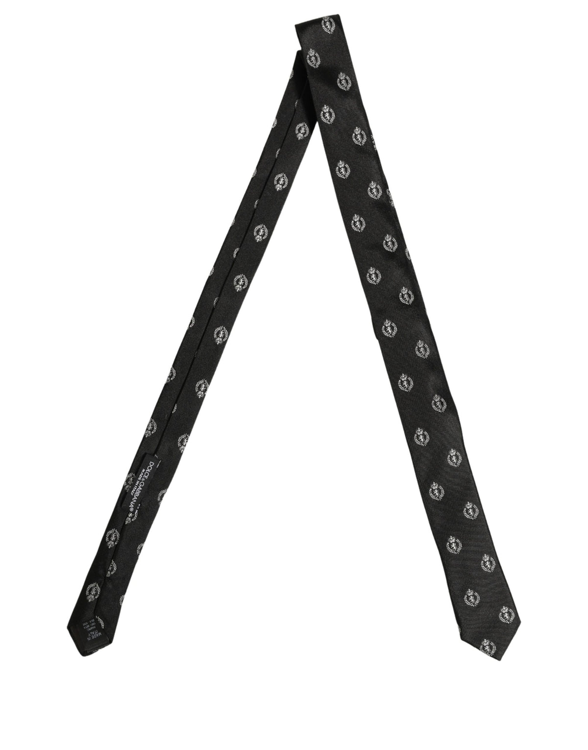 Black Crest Emblem Silk Adjustable Necktie Accessory Tie