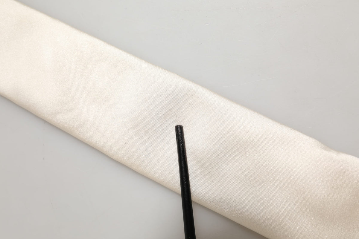 Cream Satin 100% Silk Adjustable Tied Men Necktie Tie
