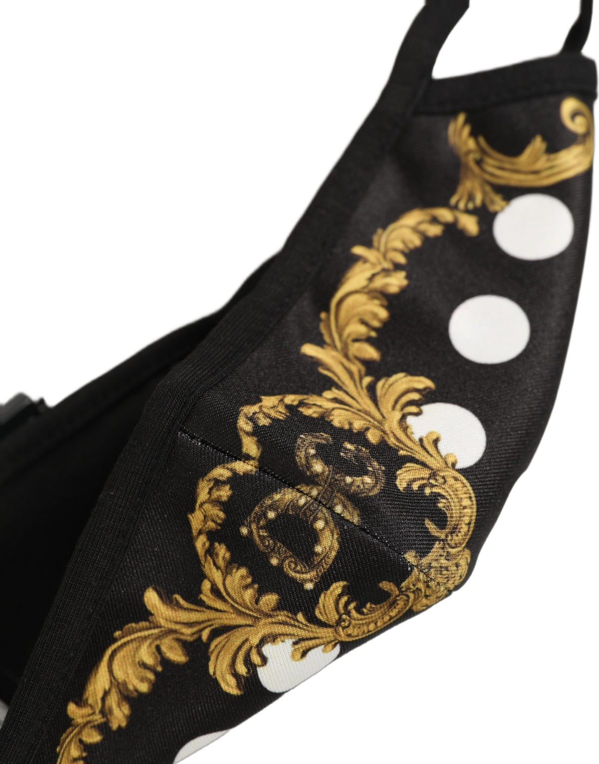 Black Baroque Print Polka Dot Elastic Ear Strap Face Mask
