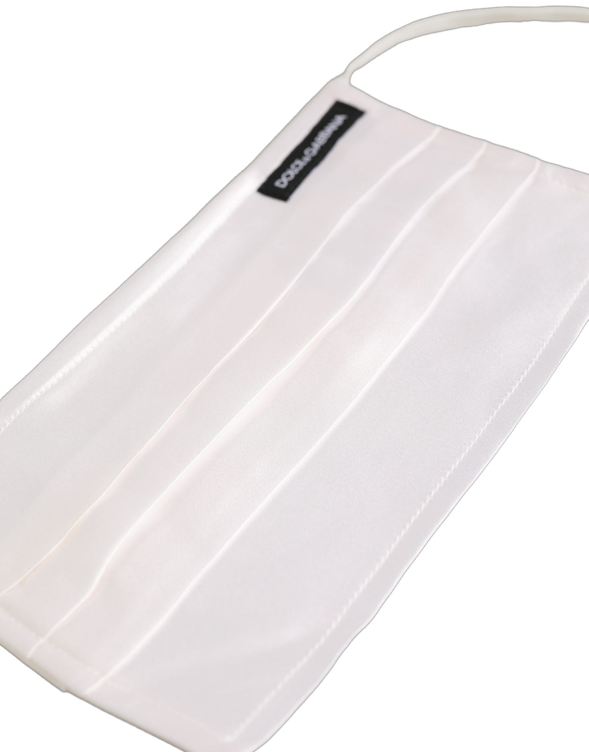 White Satin Silk Pleated Elastic Ear Strap Face Mask