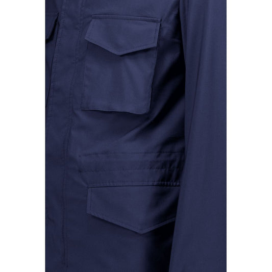 Blue Cotton Full-Length Jacket