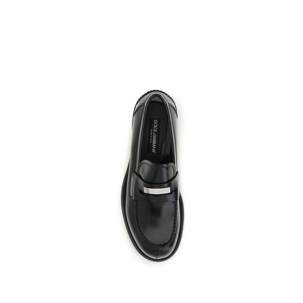 Black Calf Leather Bos Taurus Slip-On Loafers