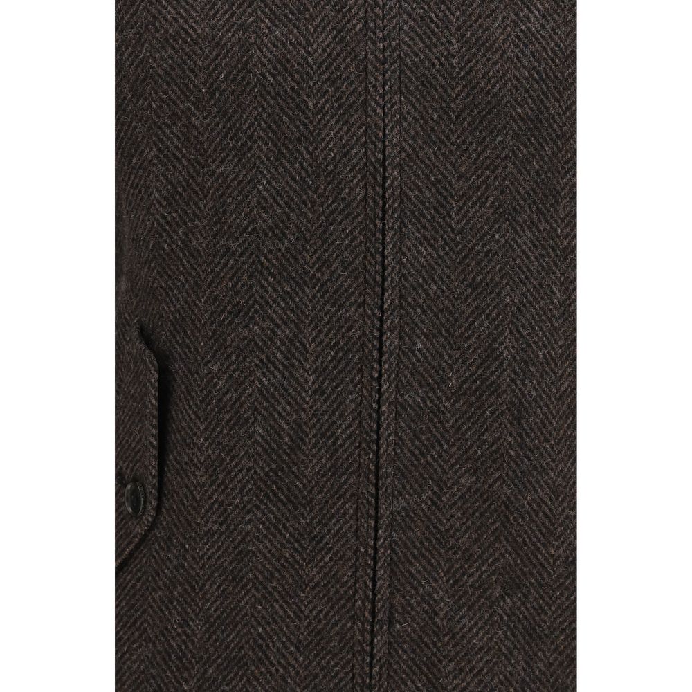 Brown Viscose Biker Jacket