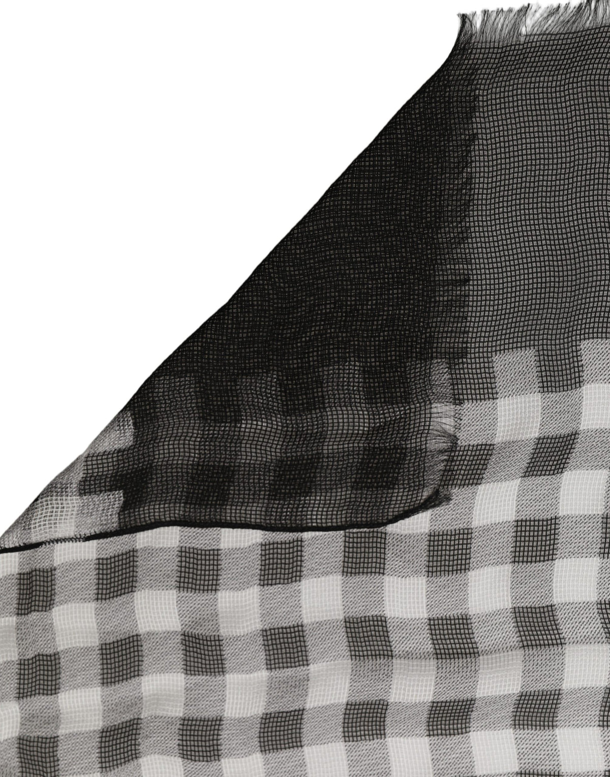 Black White Napoli Silk Gingham Shawl Scarf