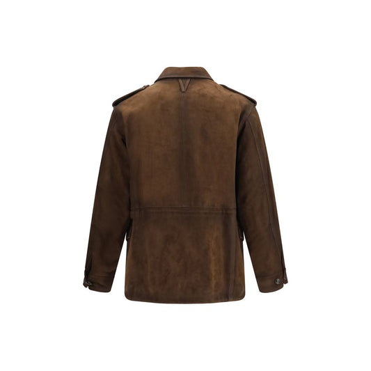Brown Polyester Full-Length Jacket
