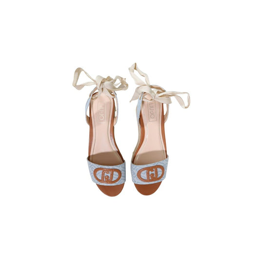 Light Blue Polyester Wedge Sandals