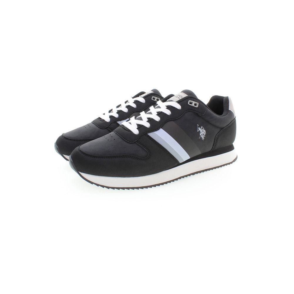 Black Polyester Men's Sneakers