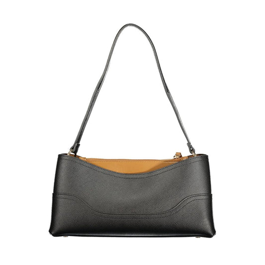 Nero Polyurethane Women Bag with Compartments and Central Pocket