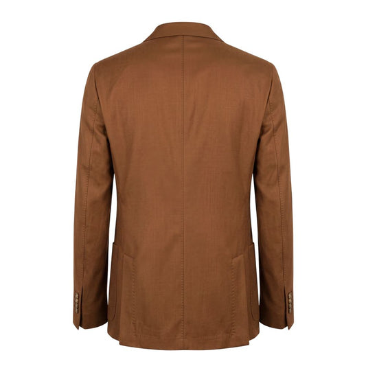 Brown Viscose Men Jacket