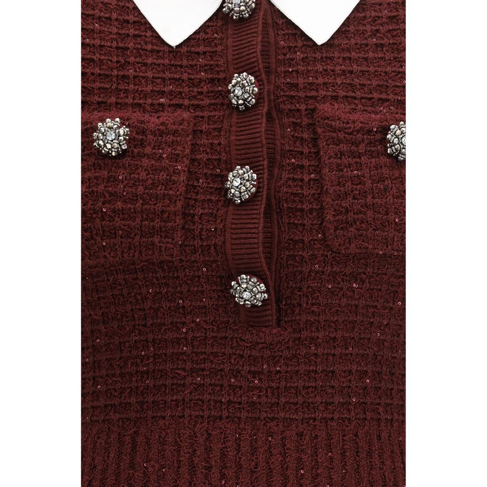 Bordeaux Polyester Casual Dress