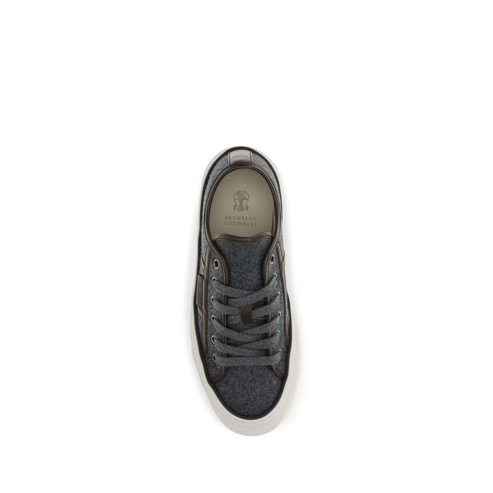 Gray Suede Leather Low Top Sneakers