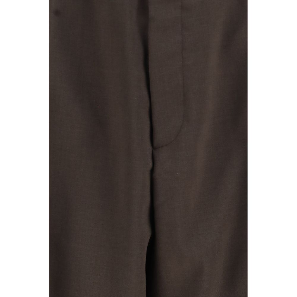 Brown Polyester Casual Pants