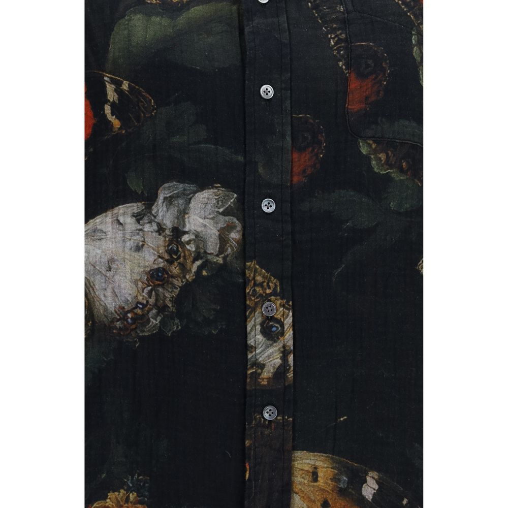 Black Cotton Pattern Shirt