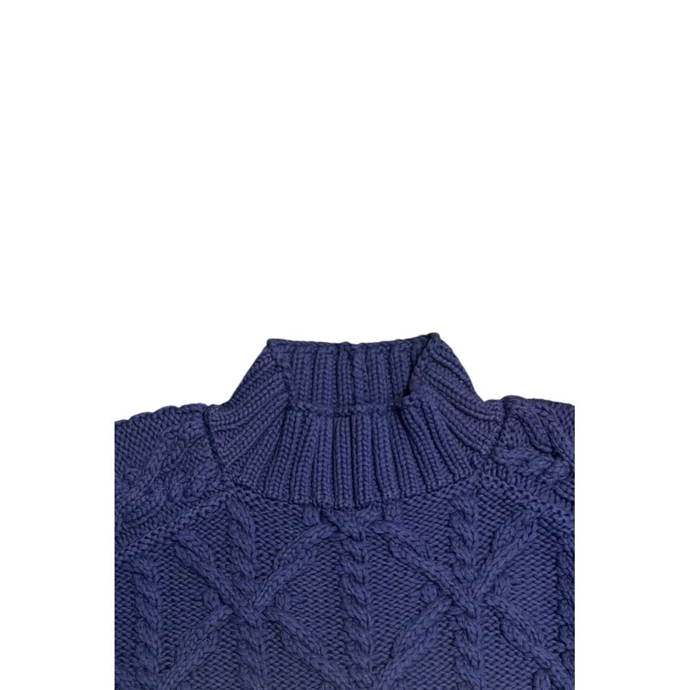 Blue Cotton Men Sweater