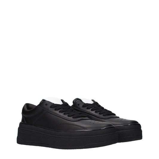 Black Leather Platform Sneakers