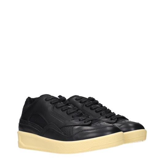 Black Leather Low Top Sneakers
