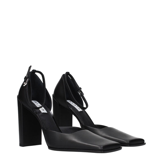 Black Leather High Heel Pumps