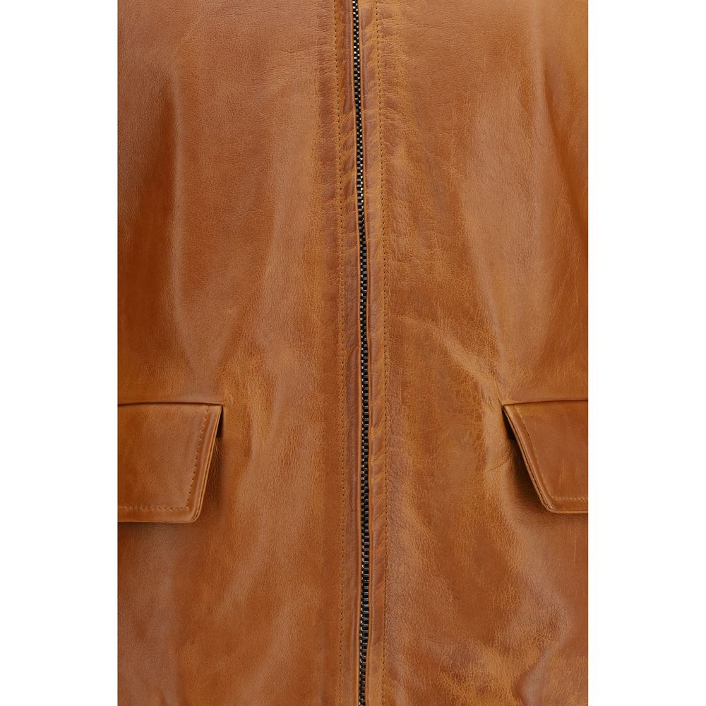 Brown Calf Leather Bos Taurus Leather Jacket