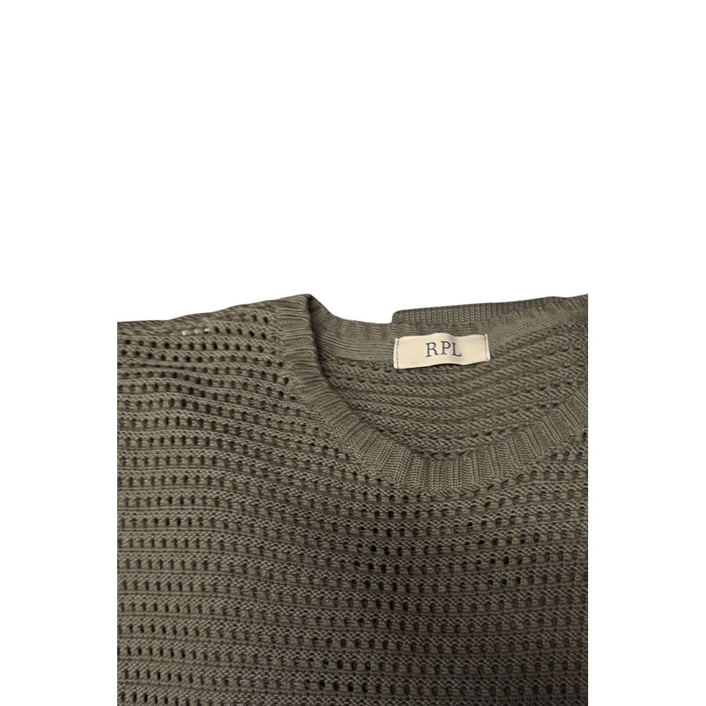 Green Cotton Men Sweater