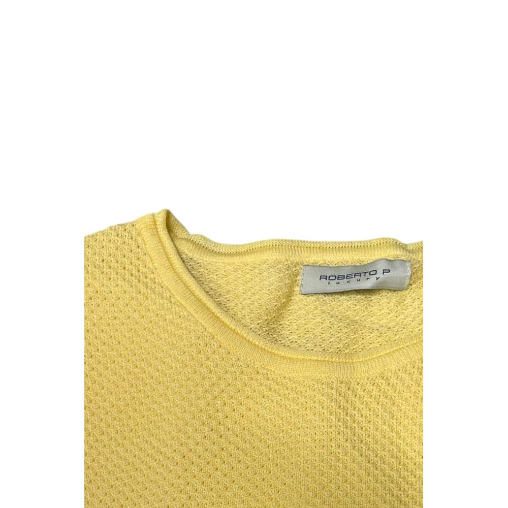 Yellow Cotton Men Sweater