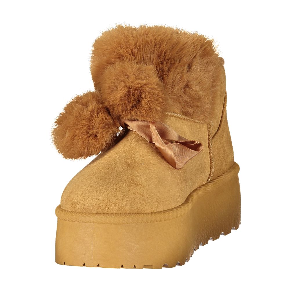 Brown Polyurethane Women's Bootie