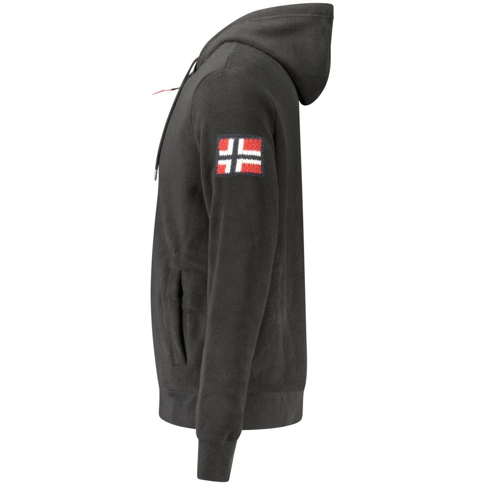 Black Polyester Mens Sweatshirt with Hood