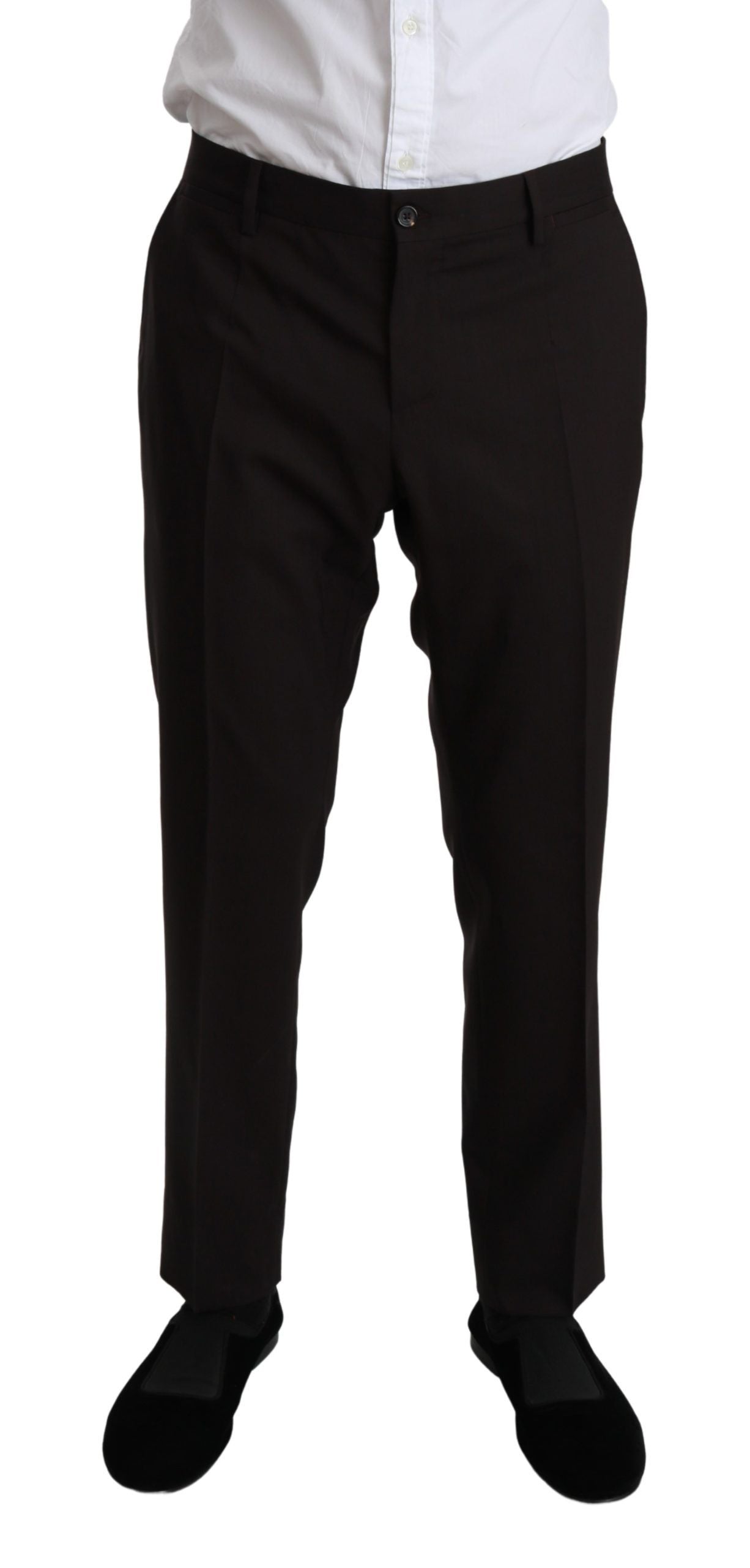 Elegant Brown Wool-Silk Men's Suit