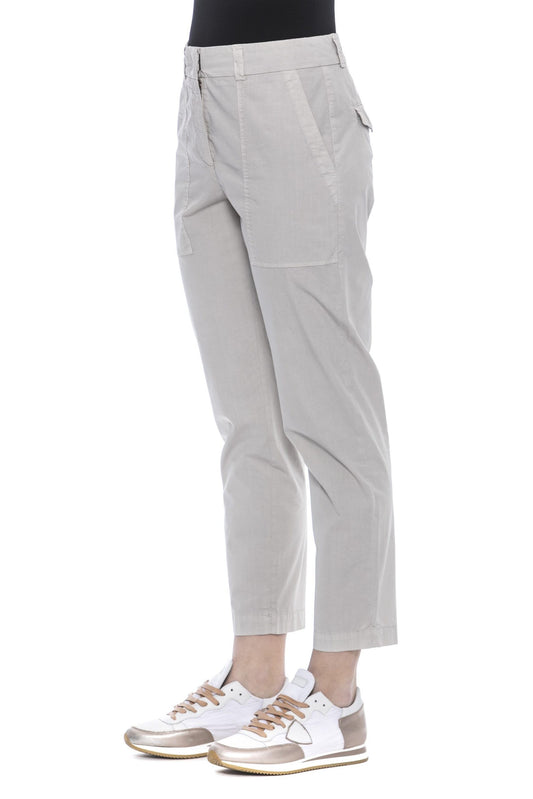 Beige Cotton Women Trouser