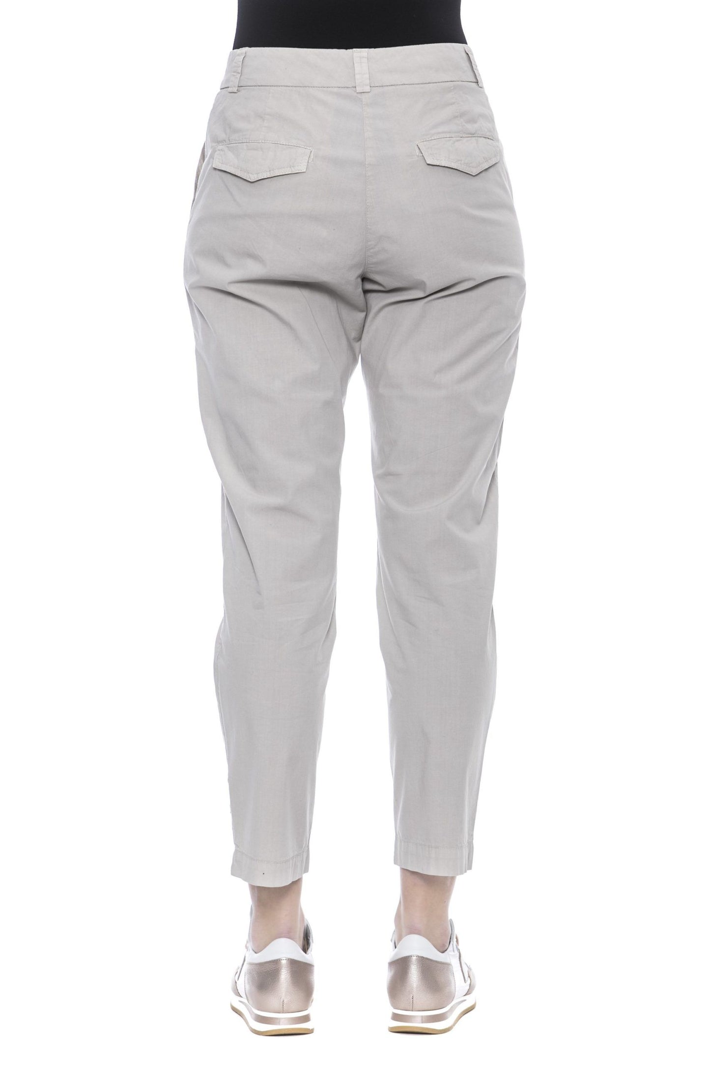 Beige Cotton Women Trouser