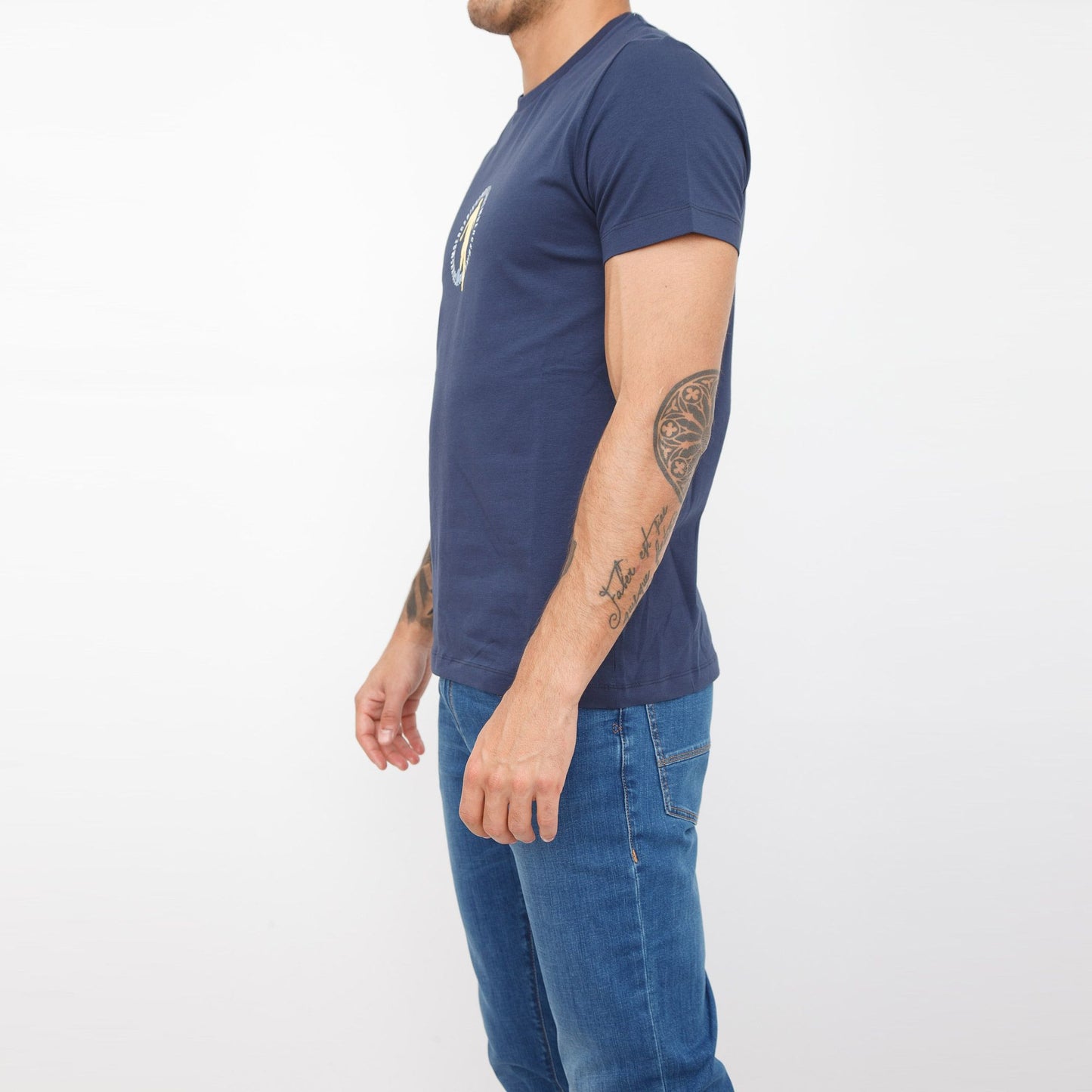 Blue Cotton Men's T-Shirt