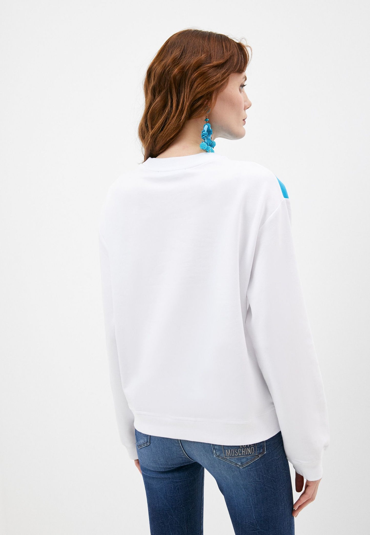 Light Blue Cotton Women Sweater