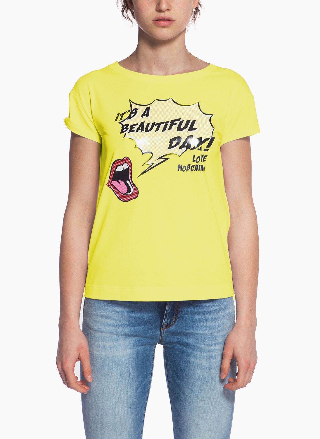 Yellow Cotton Women T-Shirt