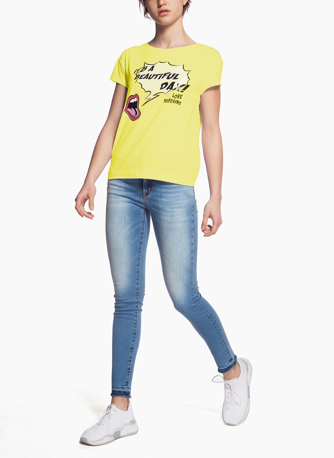 Yellow Cotton Women T-Shirt